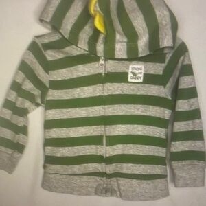 Green and Gray Striped Kids Hoodie